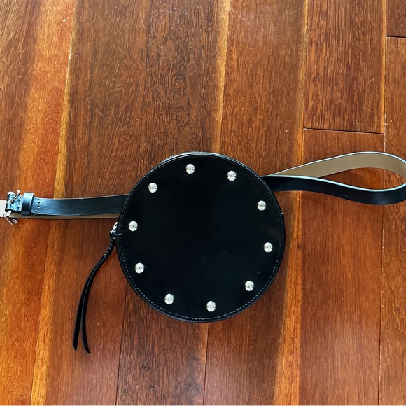 NWOT ~ REBECCA MINKOFF  Black Loki Studded Belt Bag w/front pocket - Picture 5 of 14